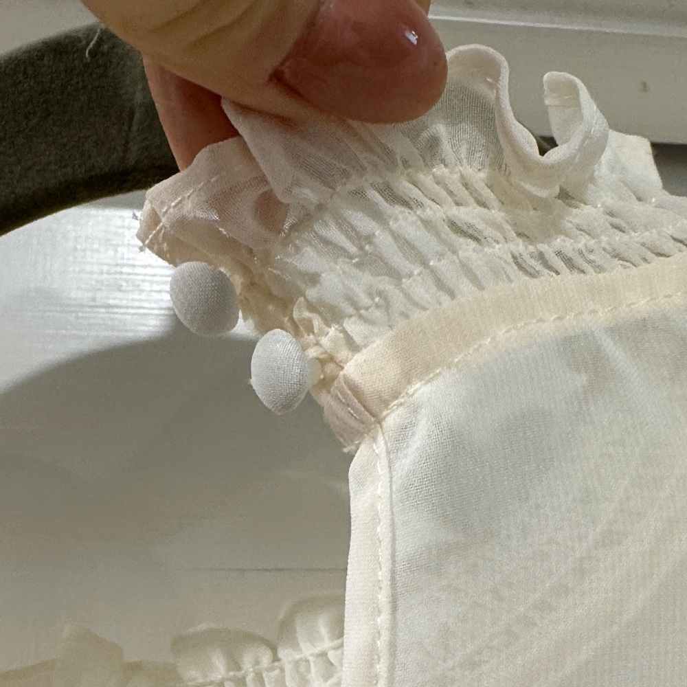 Zara Cream Sheer Ruffle Blouse - Picture 3 of 4